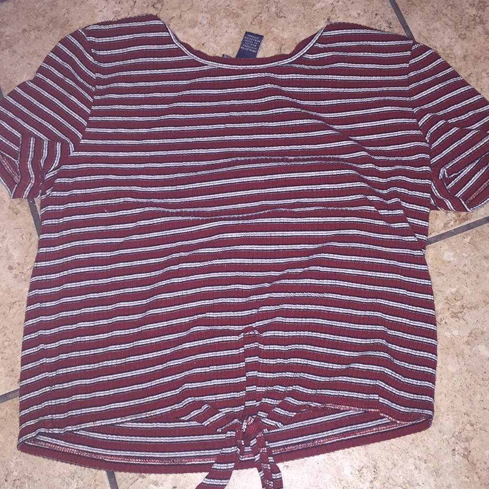 Red and white striped crop top